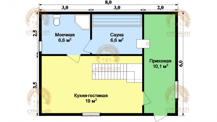 Баня 6 на 6 планировка с туалетом и вторым этажом